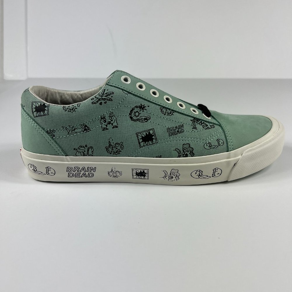 VANS Shoe Men Old Skool Brain Dead Green White Skateboard Sneaker VN0A38G6N9